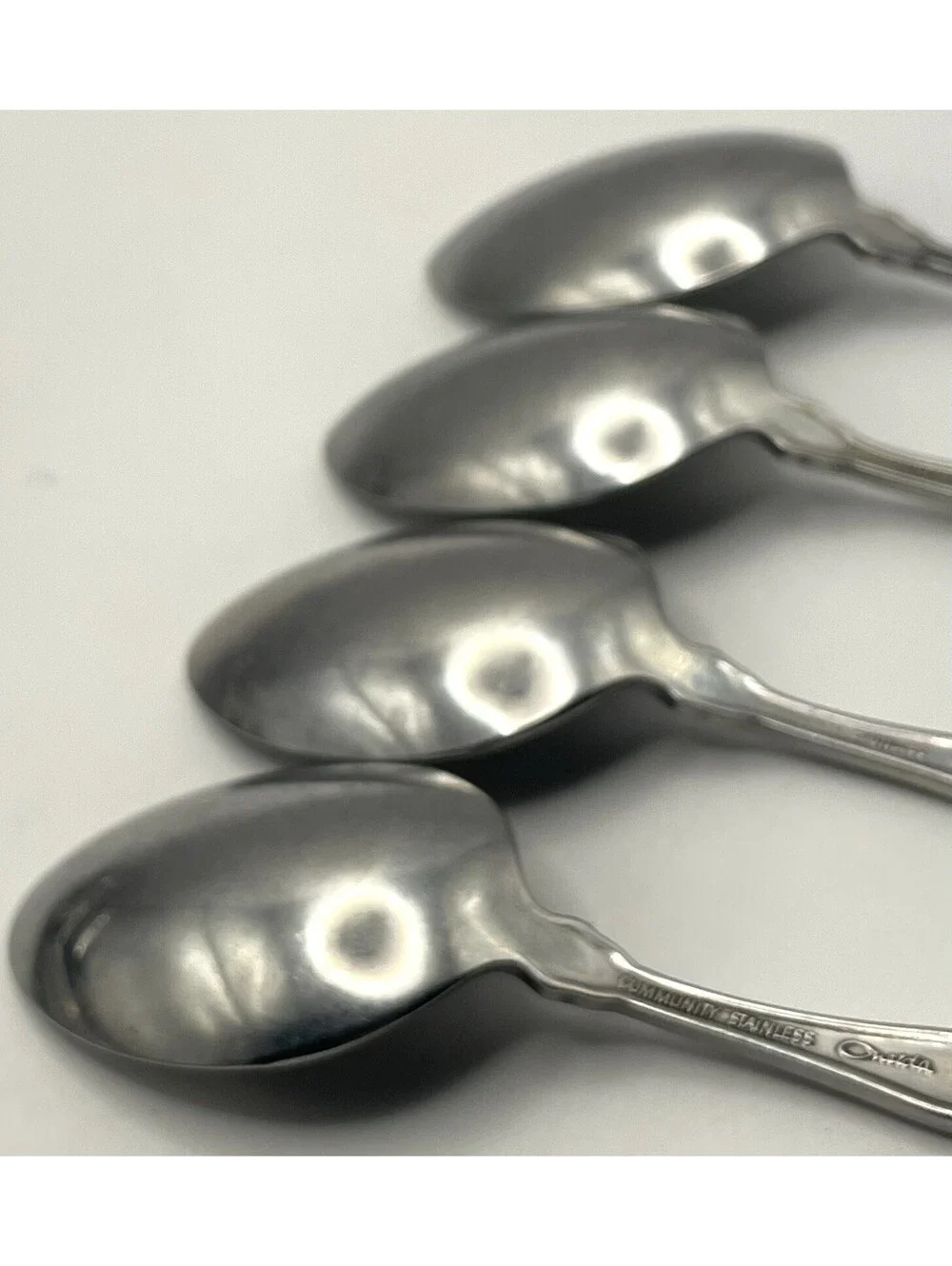 4- Oneida Community FANTASY Burnished Stainless Pierced Hndl Teaspoon Lot ~ 6”